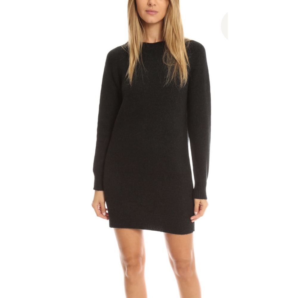 A.L.C. Gilbert Merino Wool Camel Long Sleeve Sweater Dress Charcoal Sz L $445